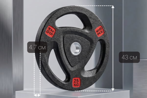 Диск 51 мм. NEO обрезиненный с 3-мя хватами 25 кг, VictoryFit VF-ST51250