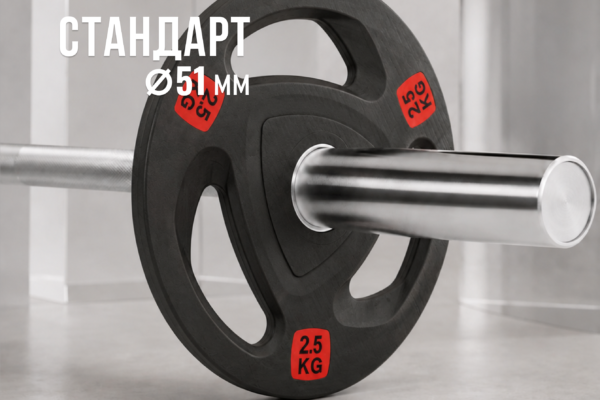 Диск 51 мм. NEO обрезиненный с 3-мя хватами 25 кг, VictoryFit VF-ST51250
